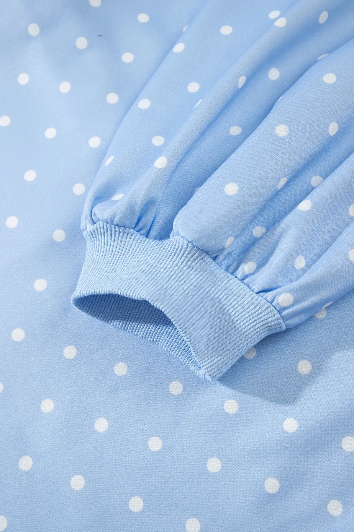 Sky Blue Polka Dot V Neck Metal Button Long Sleeve Shift Plus Size Sweatshirt – Light Blue