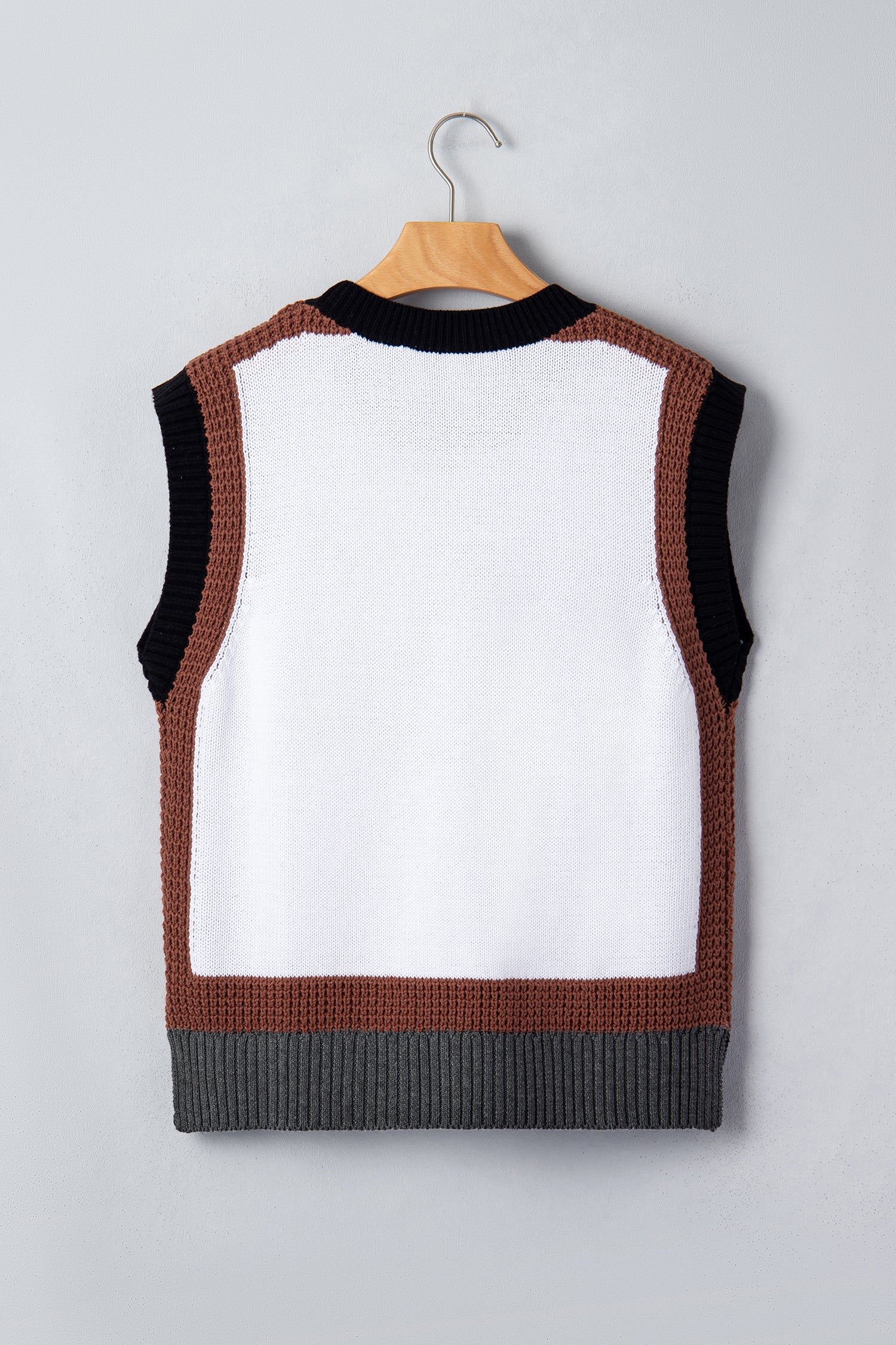 White Western Horse Head Colour Block Trim Sweater Vest