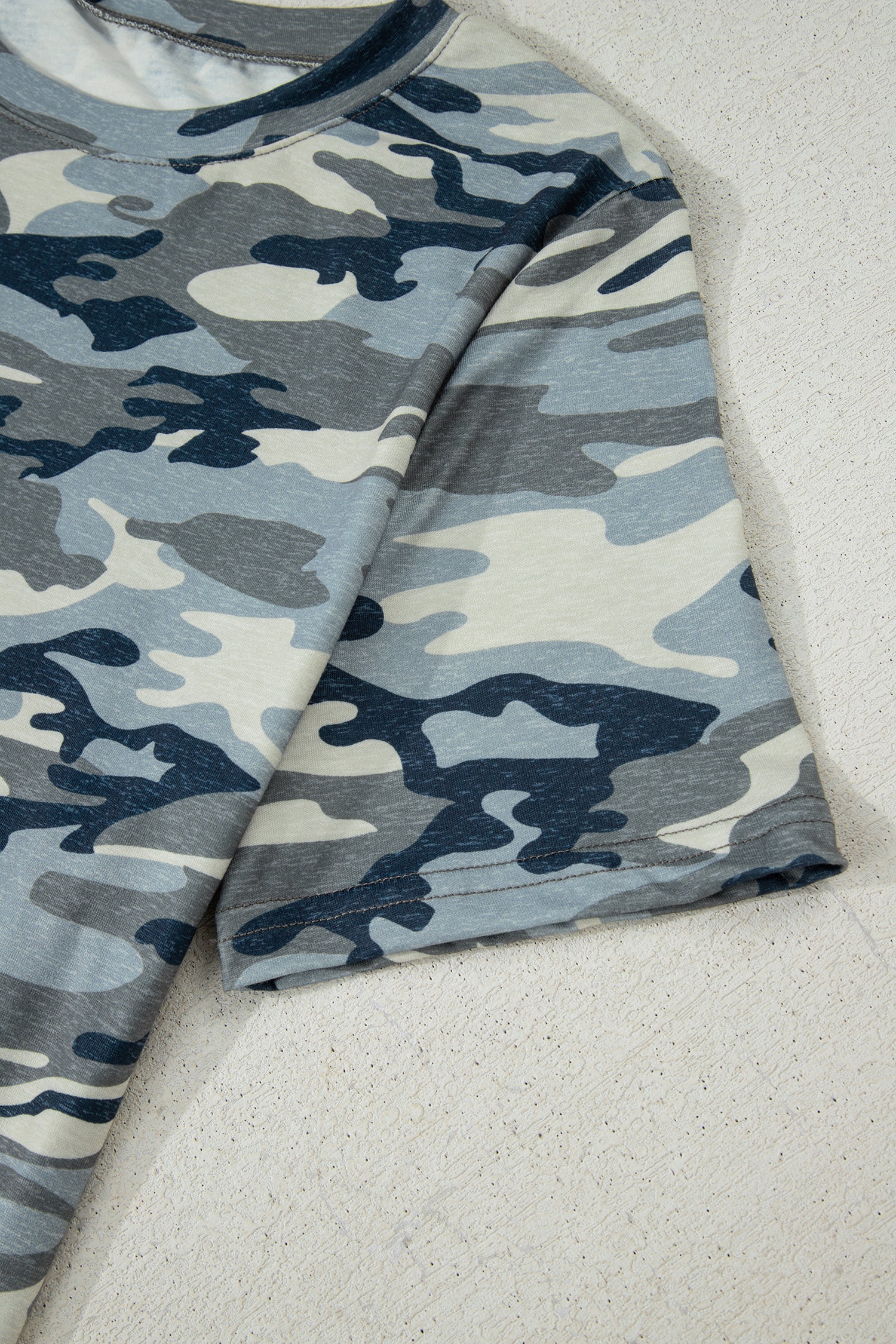 Camouflage Print Crew Neck T-Shirt