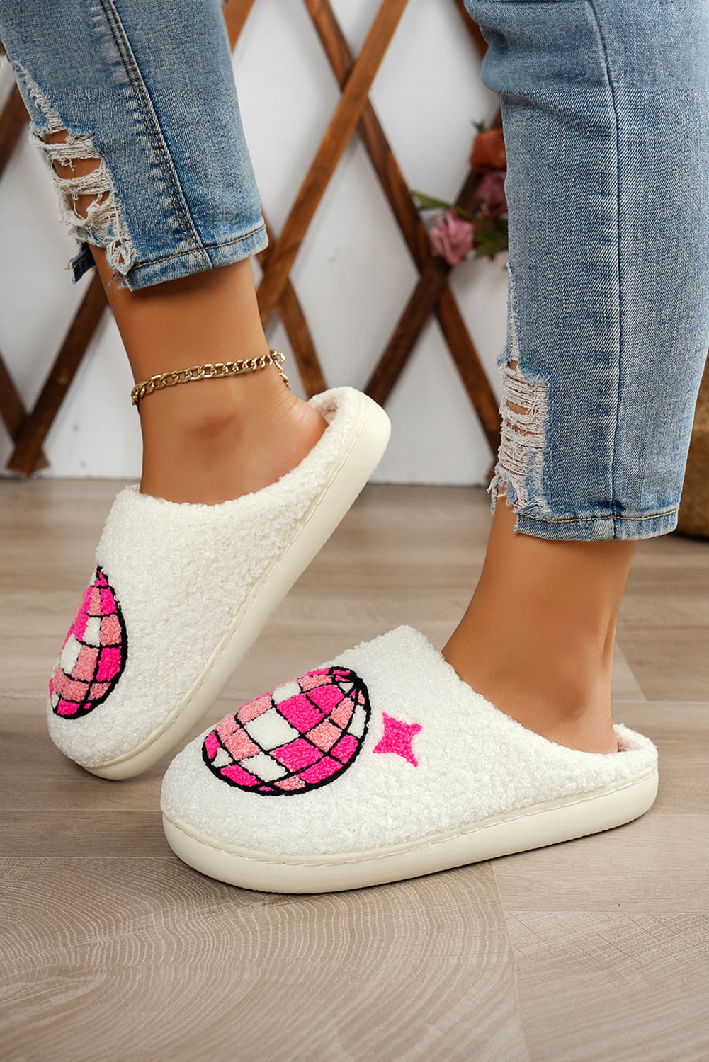 Disco Ball Home Plush Slippers