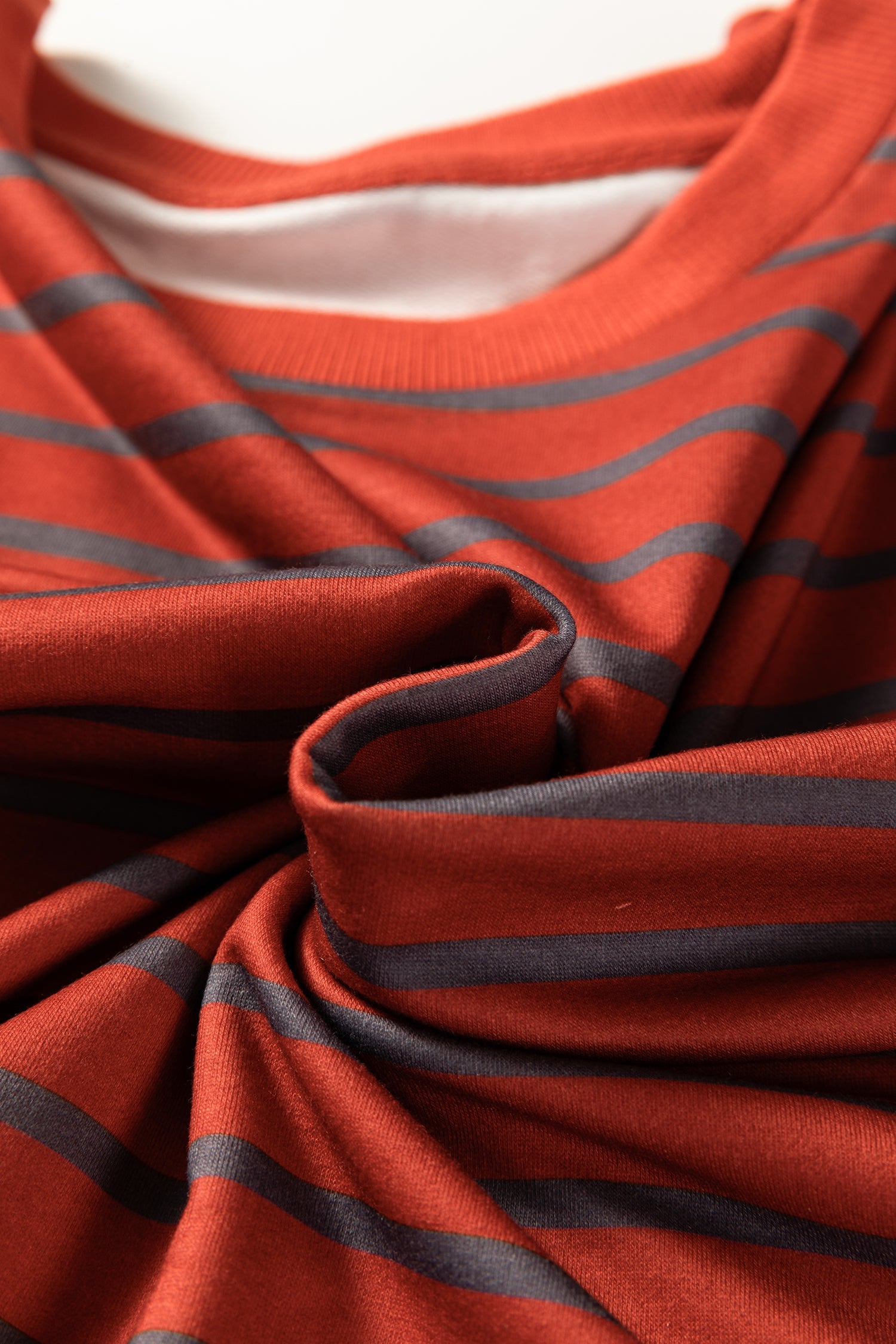 Orange Stripe Contrast Sleeve Drop Shoulder Sweatshirt - eAura