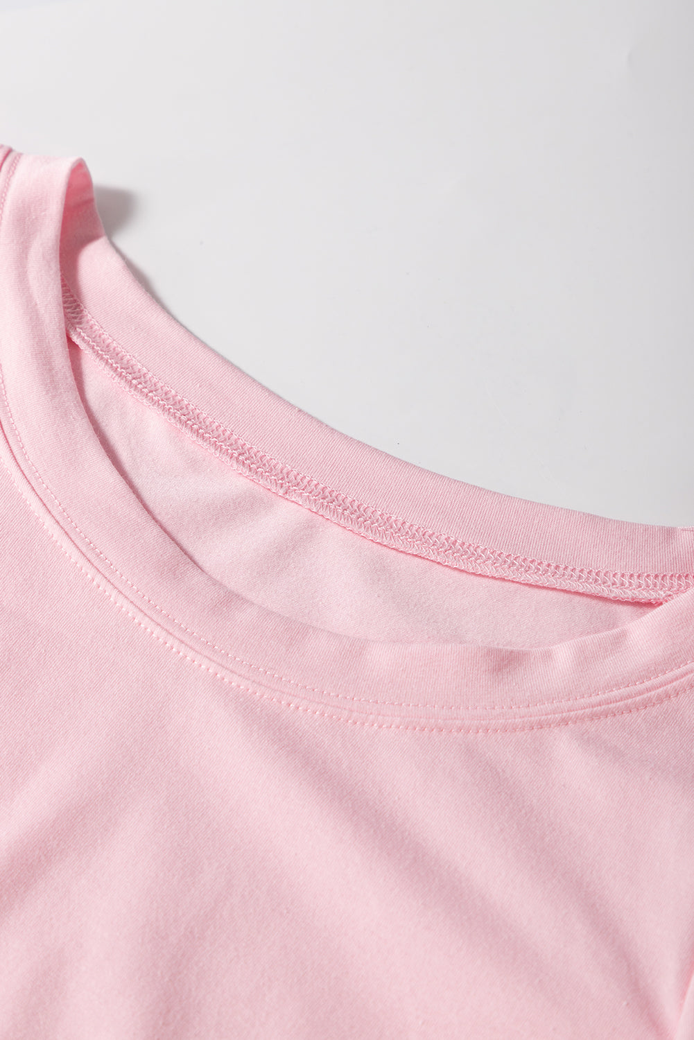Light Pink Scoop Neck Bubble Sleeve Tee eAura