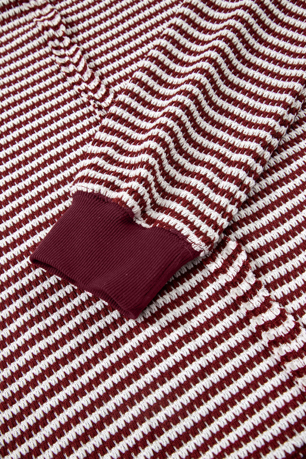 Stripe Ribbed Trim Drop Shoulder Long Sleeve Oversize Top - eAura