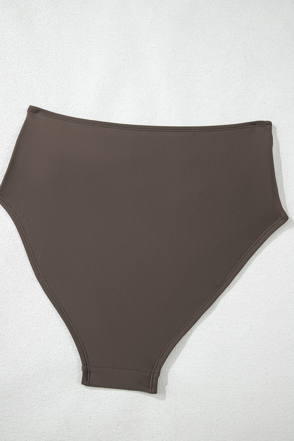 Khaki Abstract Print One Shoulder Ring Linked High Waist Bikini eAura