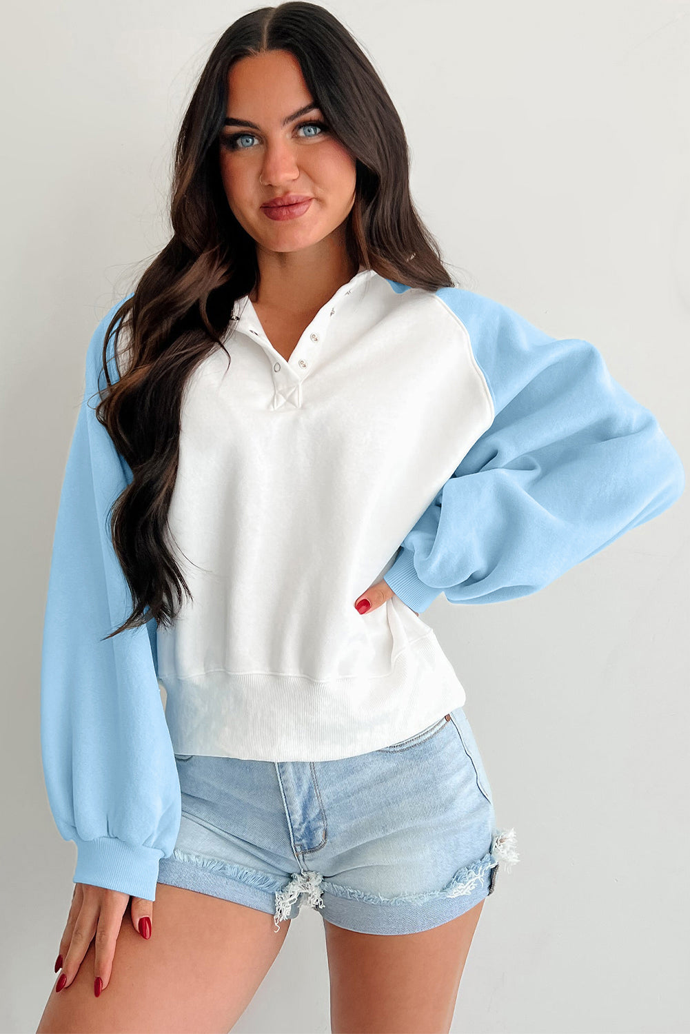 Snap Buttons Pullover Sweatshirt - eAura