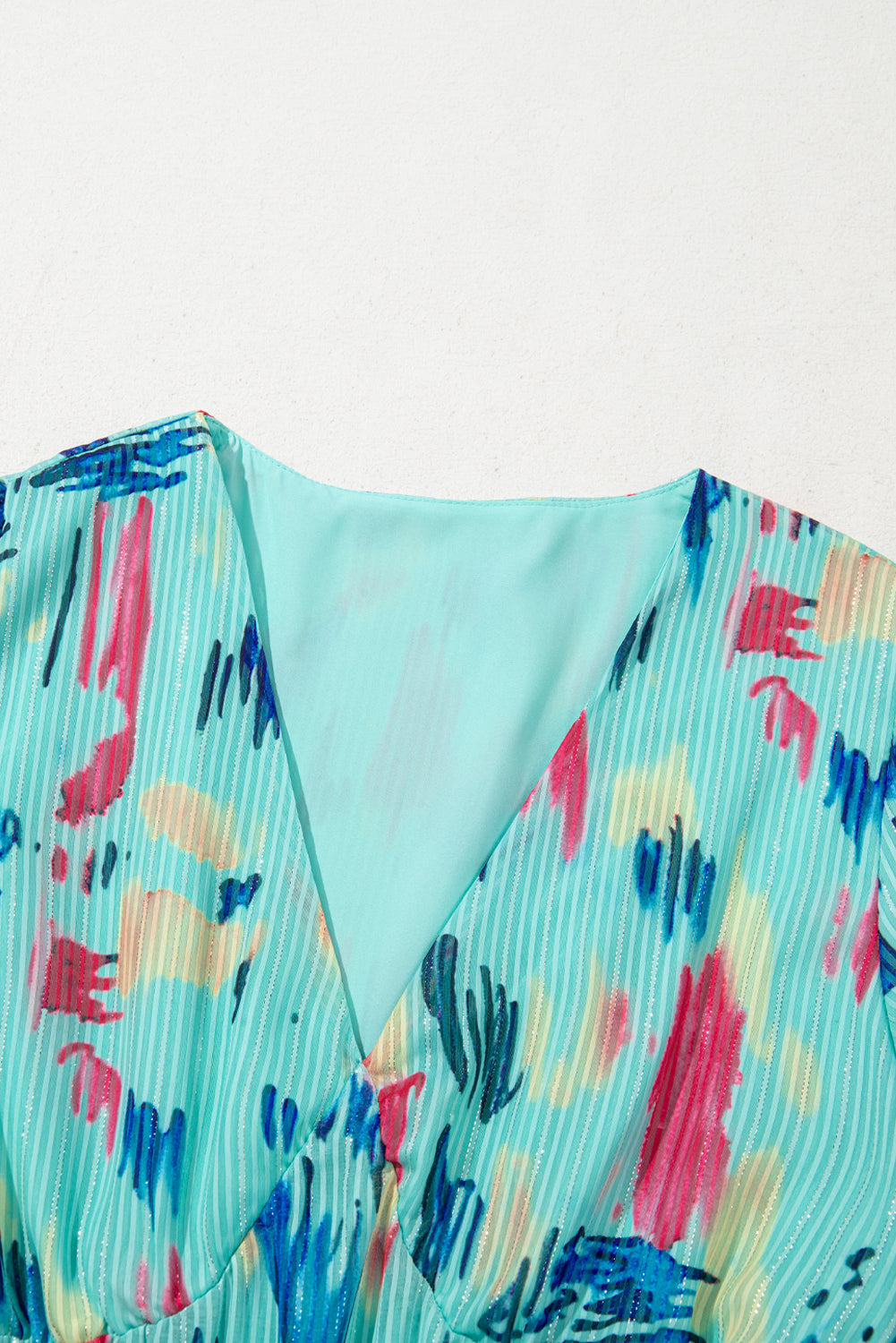 Abstract Print Short Puff Sleeve Tiered Maxi Dress eAura