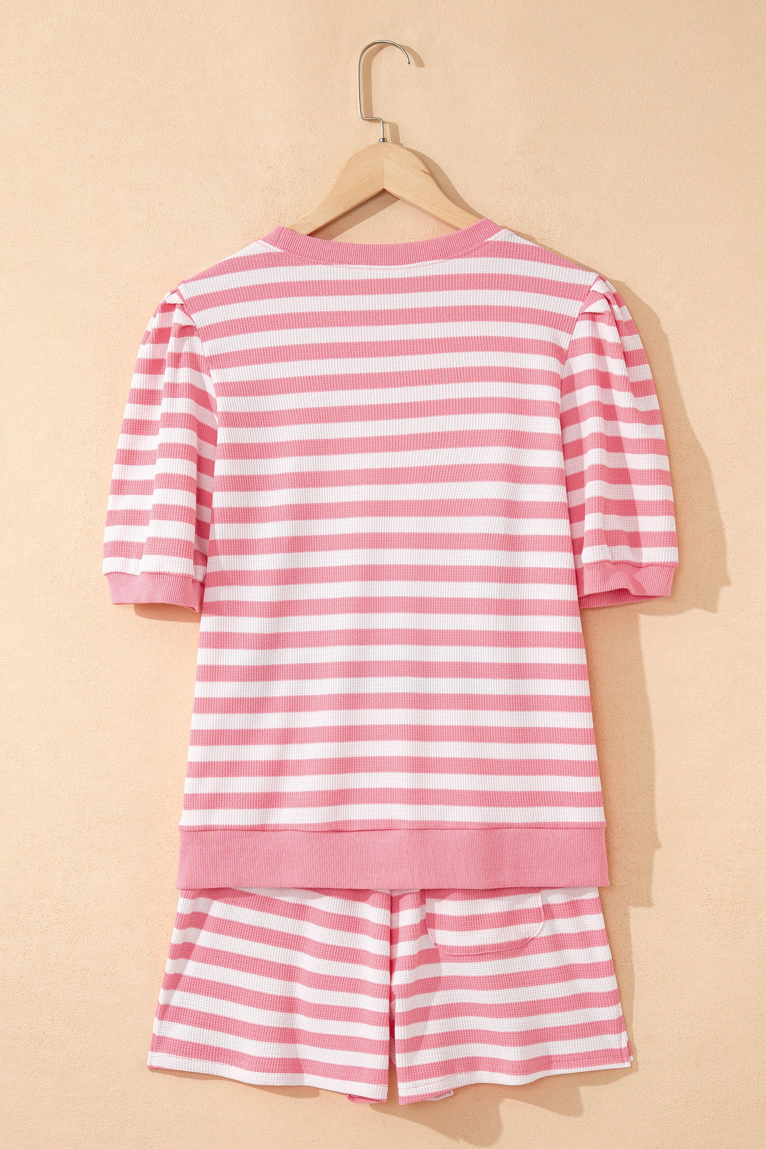 Puff Short Sleeve T Shirt Matching Shorts Set – Green Stripe