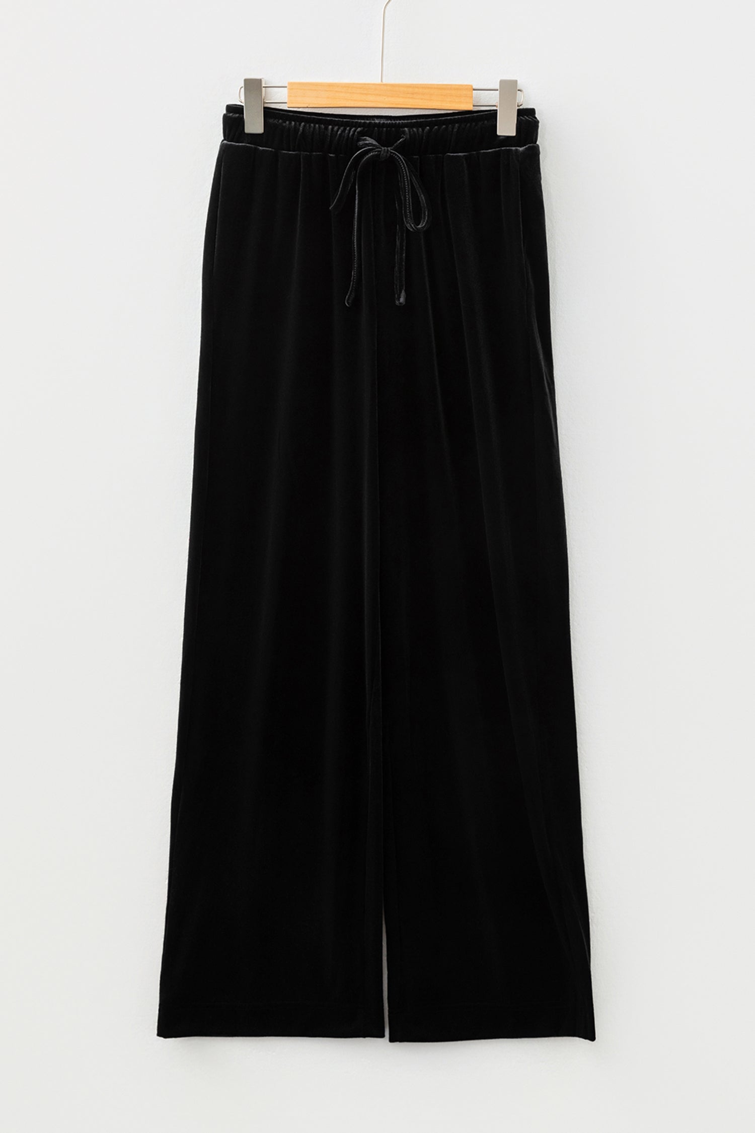 Velvet Drawstring High Waist Straight Leg Casual Trousers - eAura