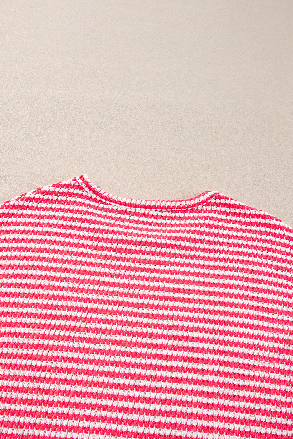 Rose Stripe Round Neck Drop Shoulder Long Sleeve Top Beagle Boutique Fashion Outlet