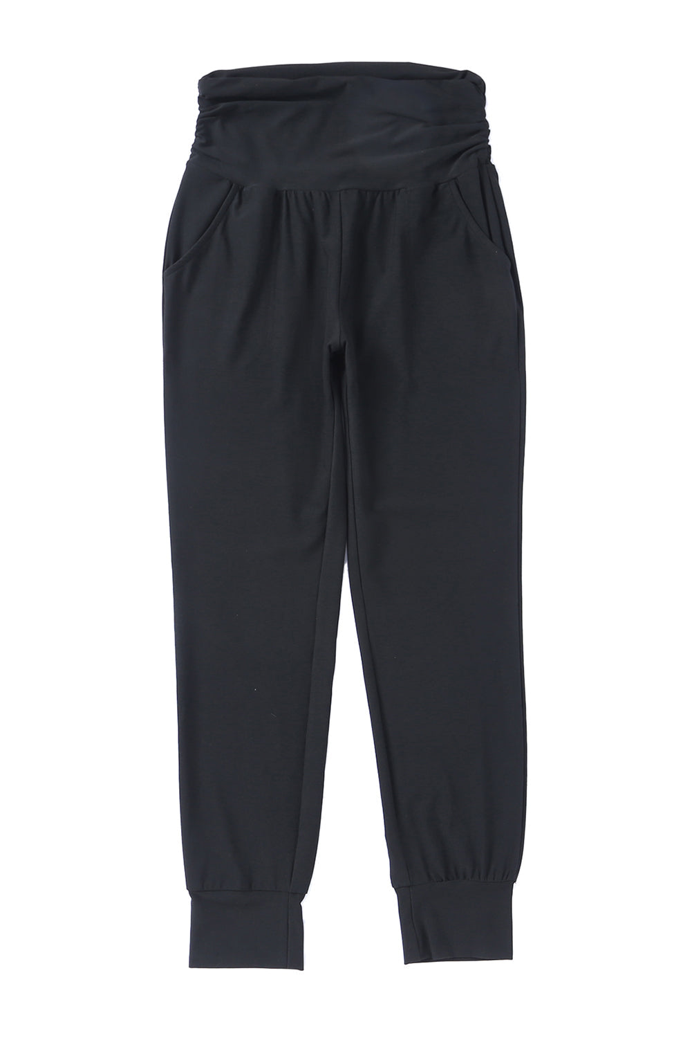 Black High Waist Pleated Pocket Leggings Beagle Boutique Fashion Outlet