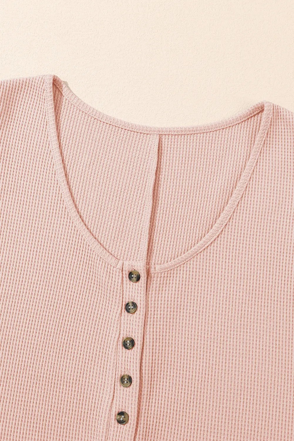 Light Pink Waffle Sleeveless U Neck Buttons Romper With Pockets