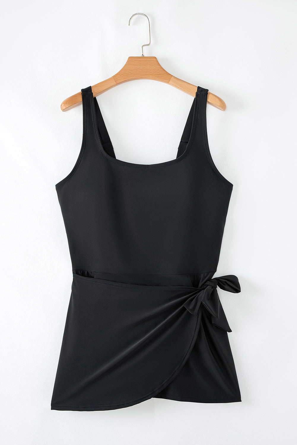 Black Square Neck Knot Plus Size One Piece Swimsuit BB Fashion Outlet