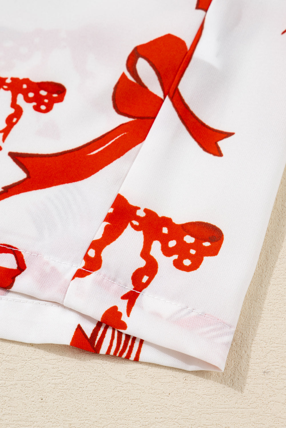 Red Christmas Bow Print Pyjama Set - eAura