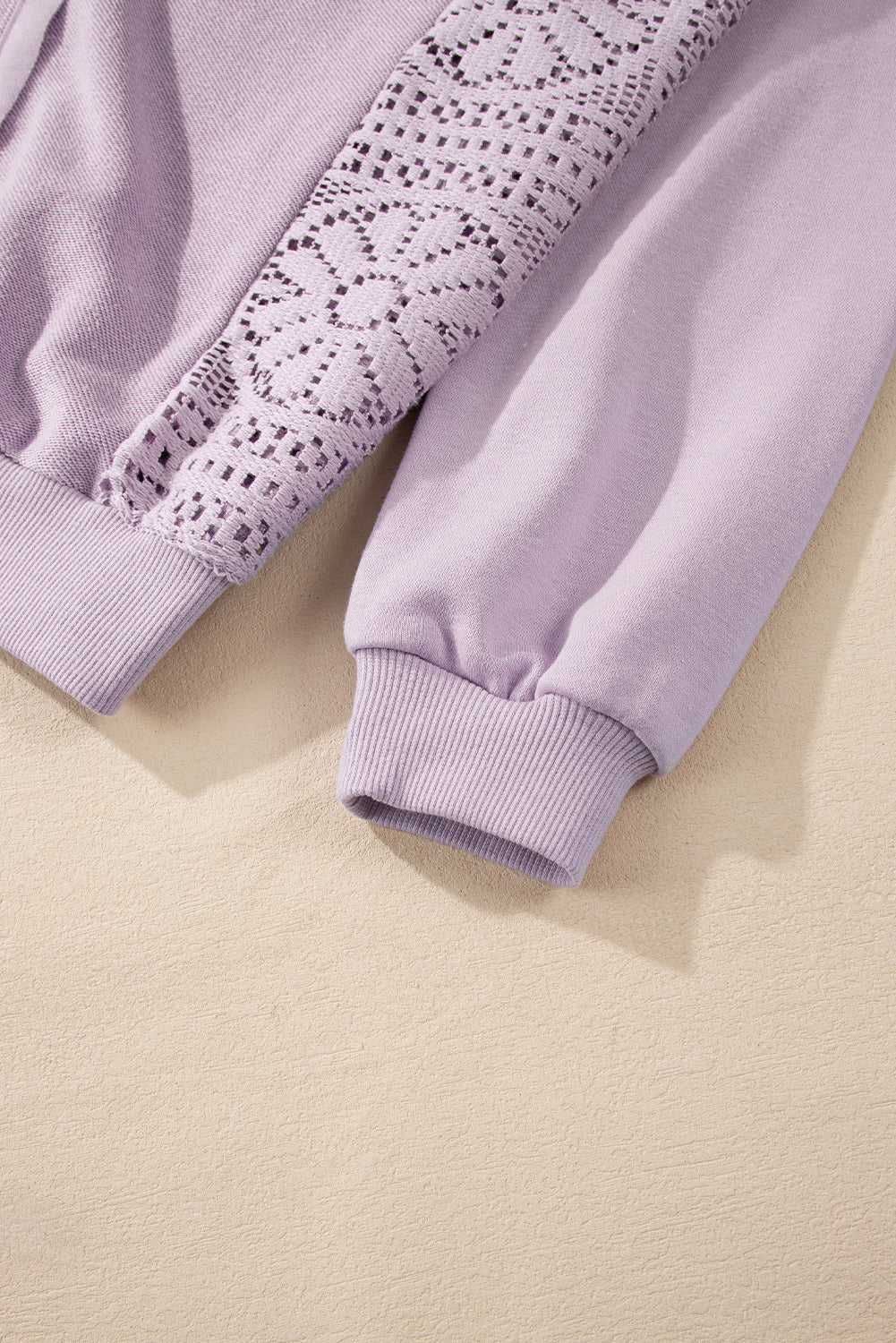 Knit Crochet Exposed Seam Ribbed Trim Sweatshirt eAura