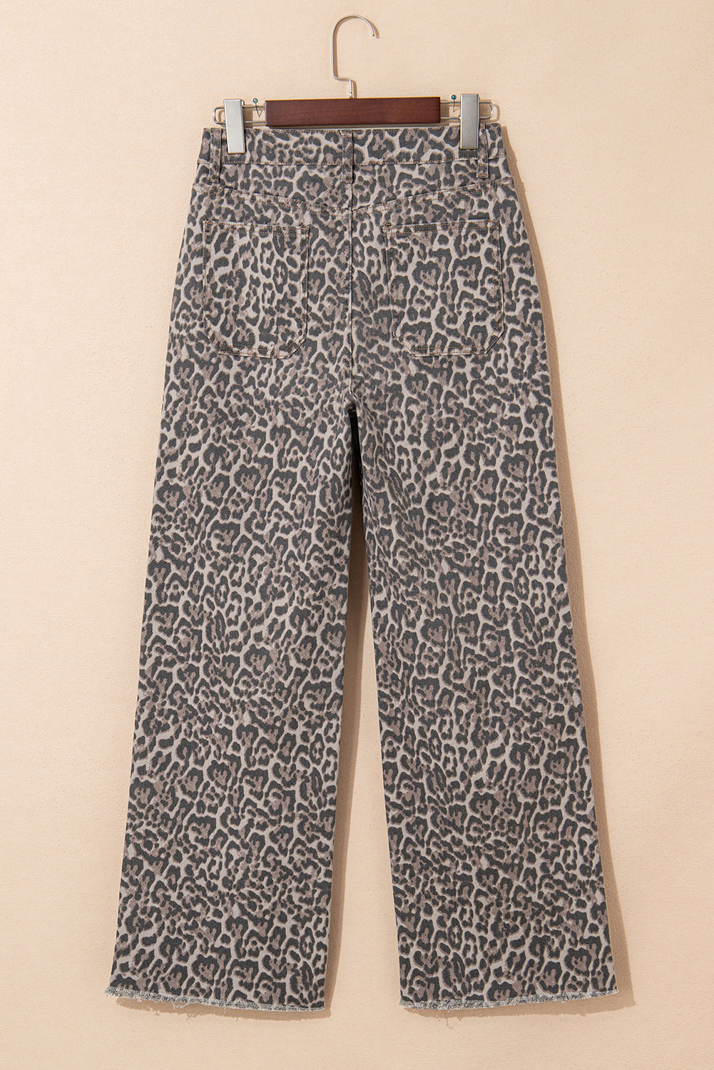 Leopard Frayed Edge Wide Leg High Waist Jeans - eAura