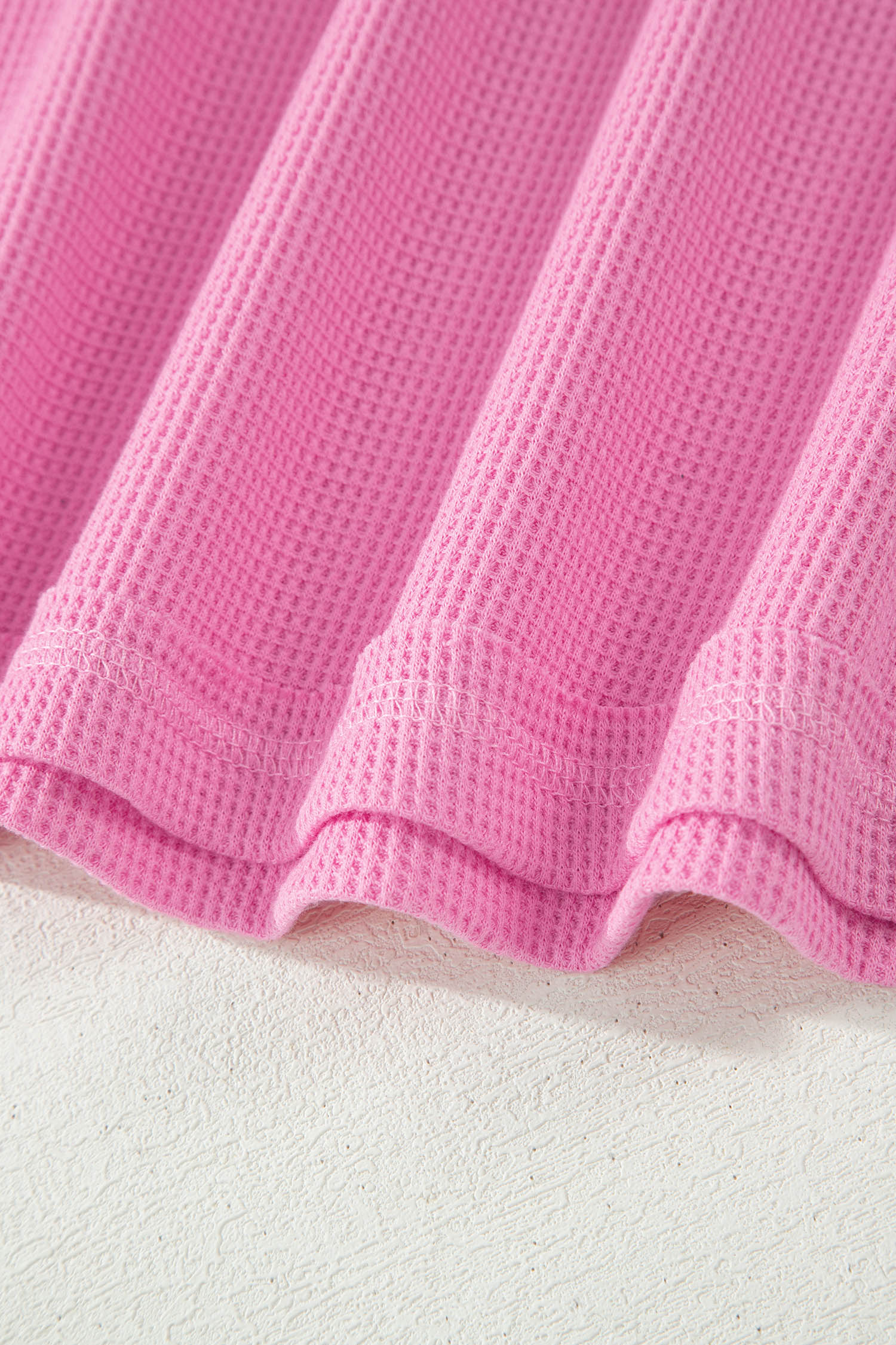 Raw Seam Waffle Knit Patchwork Casual T-Shirt