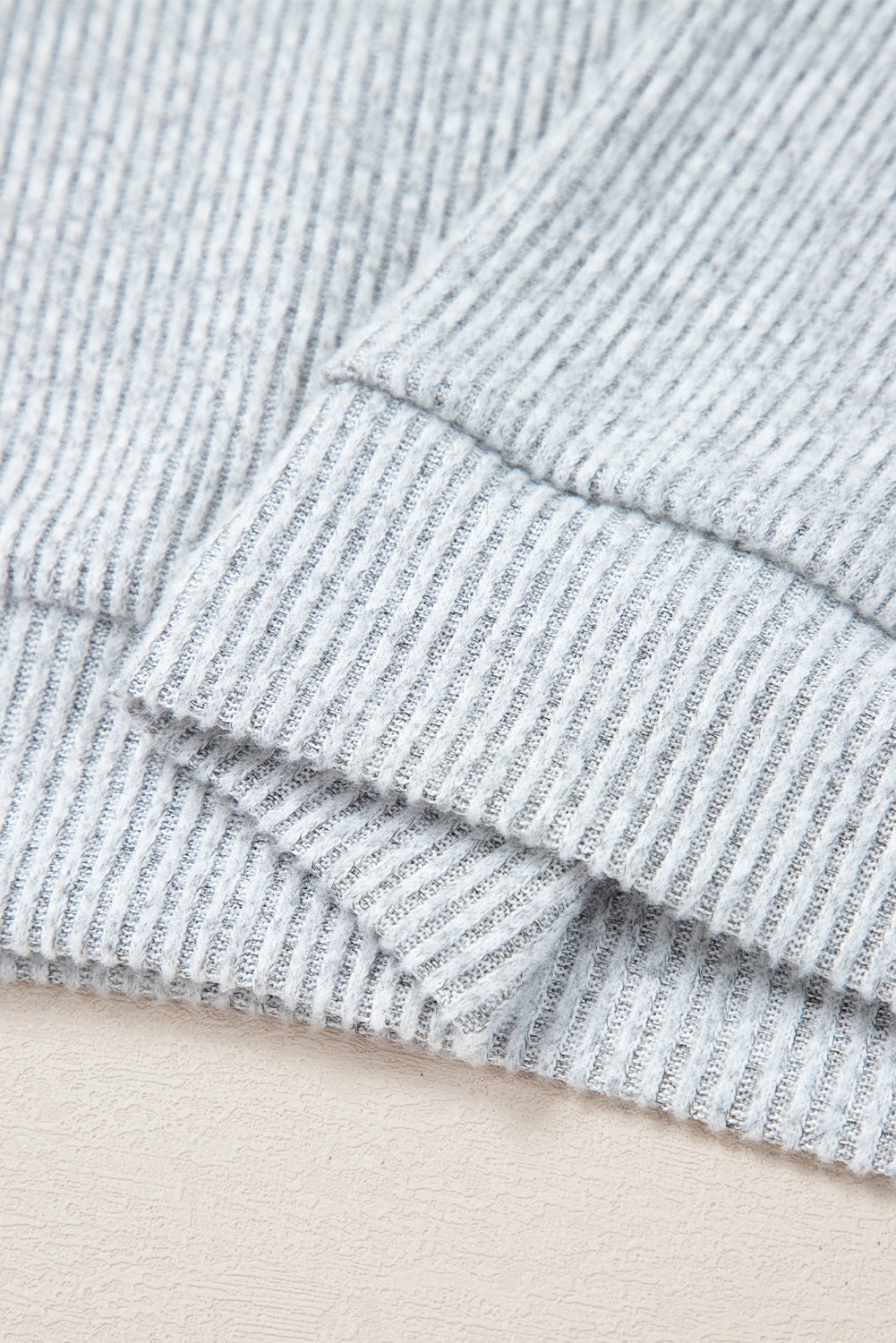 Light Grey Colour Contrast Ribbed Loose Fit Long Sleeve Top eAura