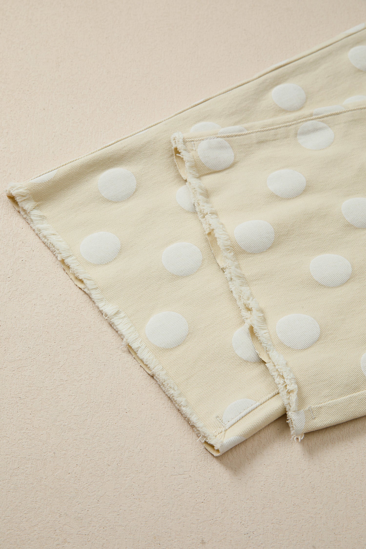 Polka Dot Print Raw Hem Shift Jeans
