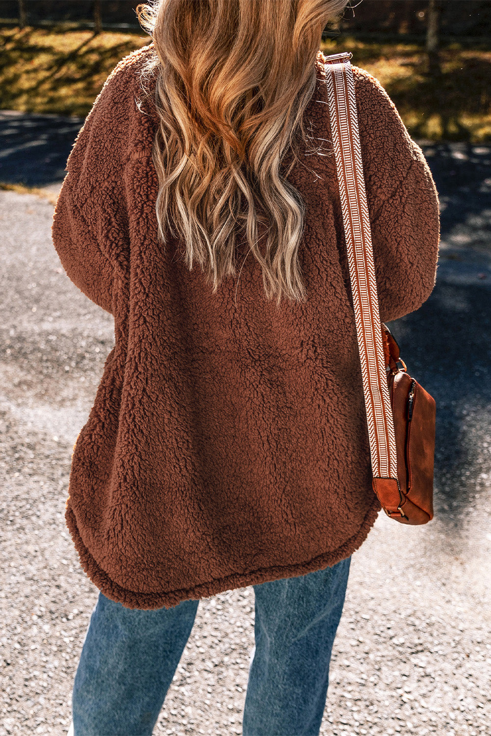 Red Clay Faux Shearling Teddy Bear Jacket Beagle Boutique Fashion Outlet