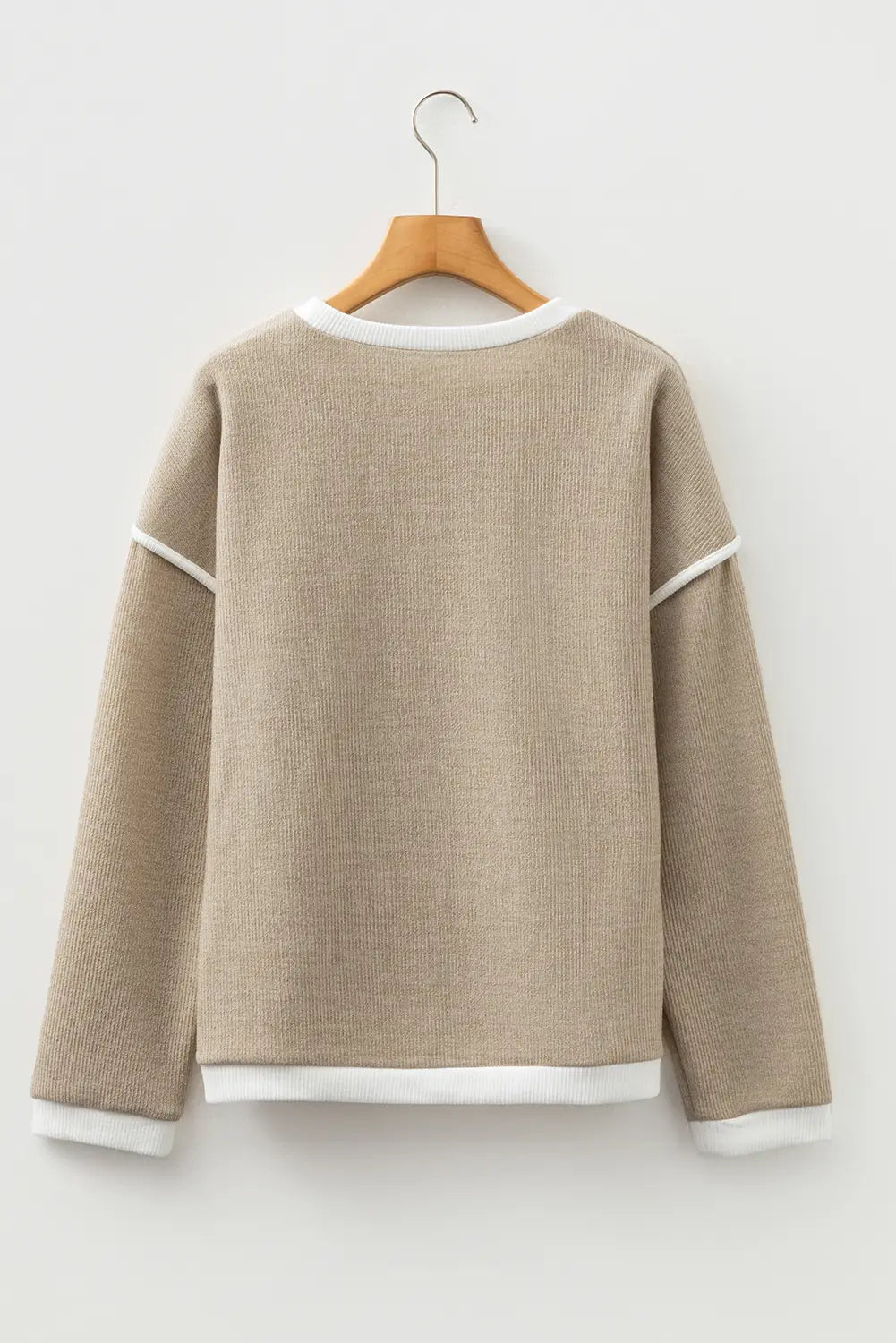 Contrast Colour Trim Knit Drop Shoulder Top