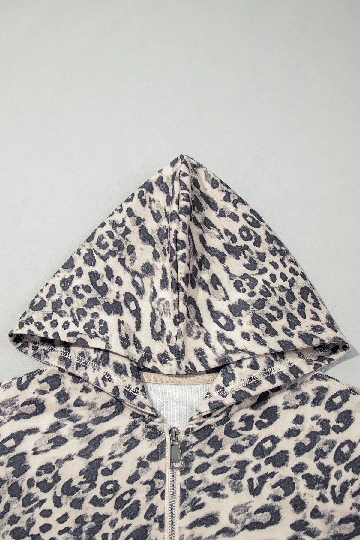 Leopard Zip-Up Hooded Drawstring Pant Set – Multicolour