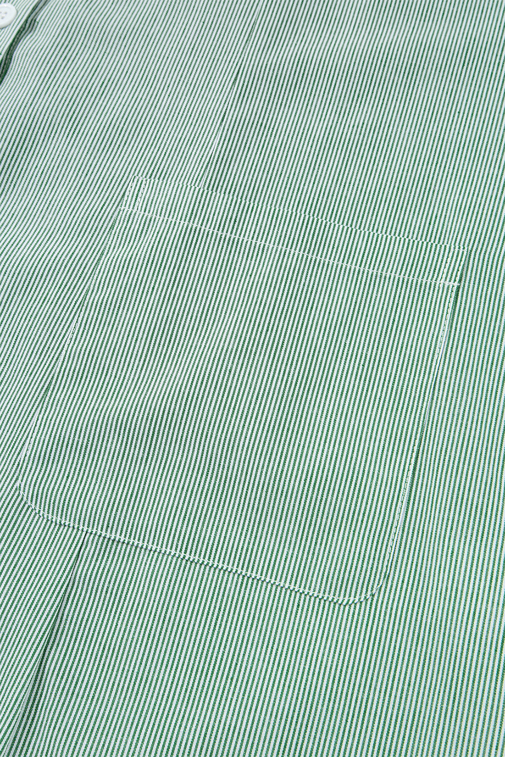 Green Stripe Frilled Sleeveless Collar Front Pocket Button Up Mini Dress eAura
