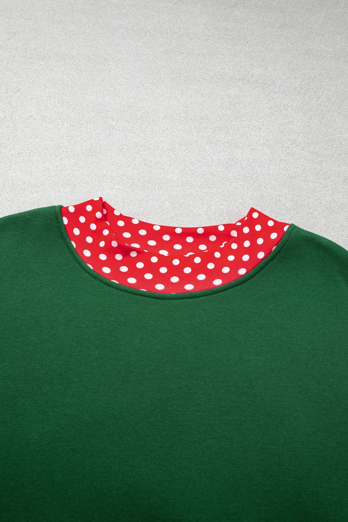 Polka Dot Patchwork Round Neck Plus Size Sweatshirt – Racing Red
