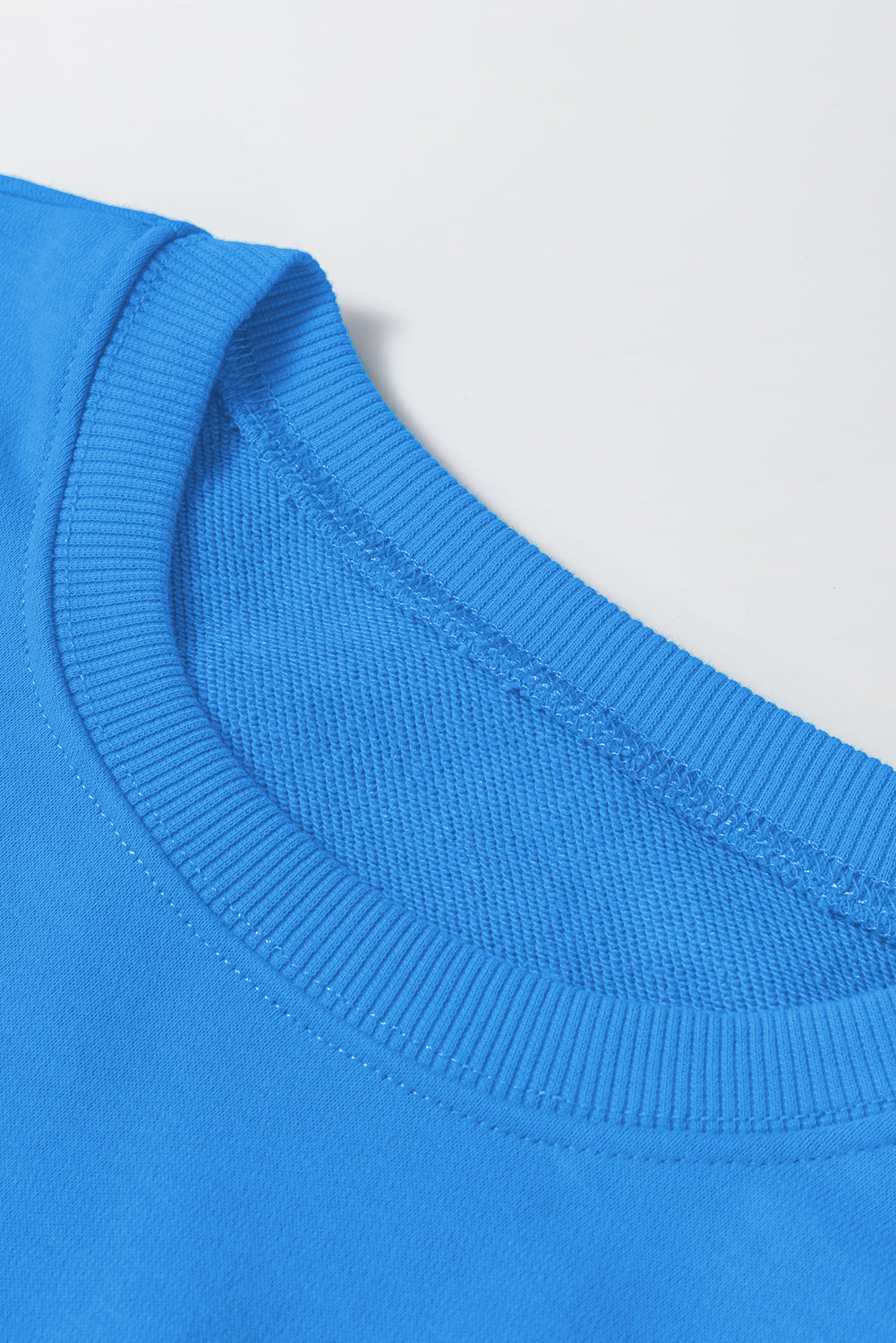 Drop Shoulder Long Sleeve Basic Sweatshirt – Blue
