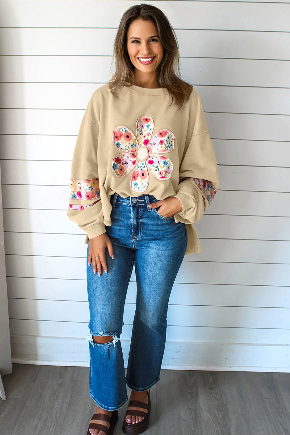 Floral Oversize Pullover Sweatshirt - eAura