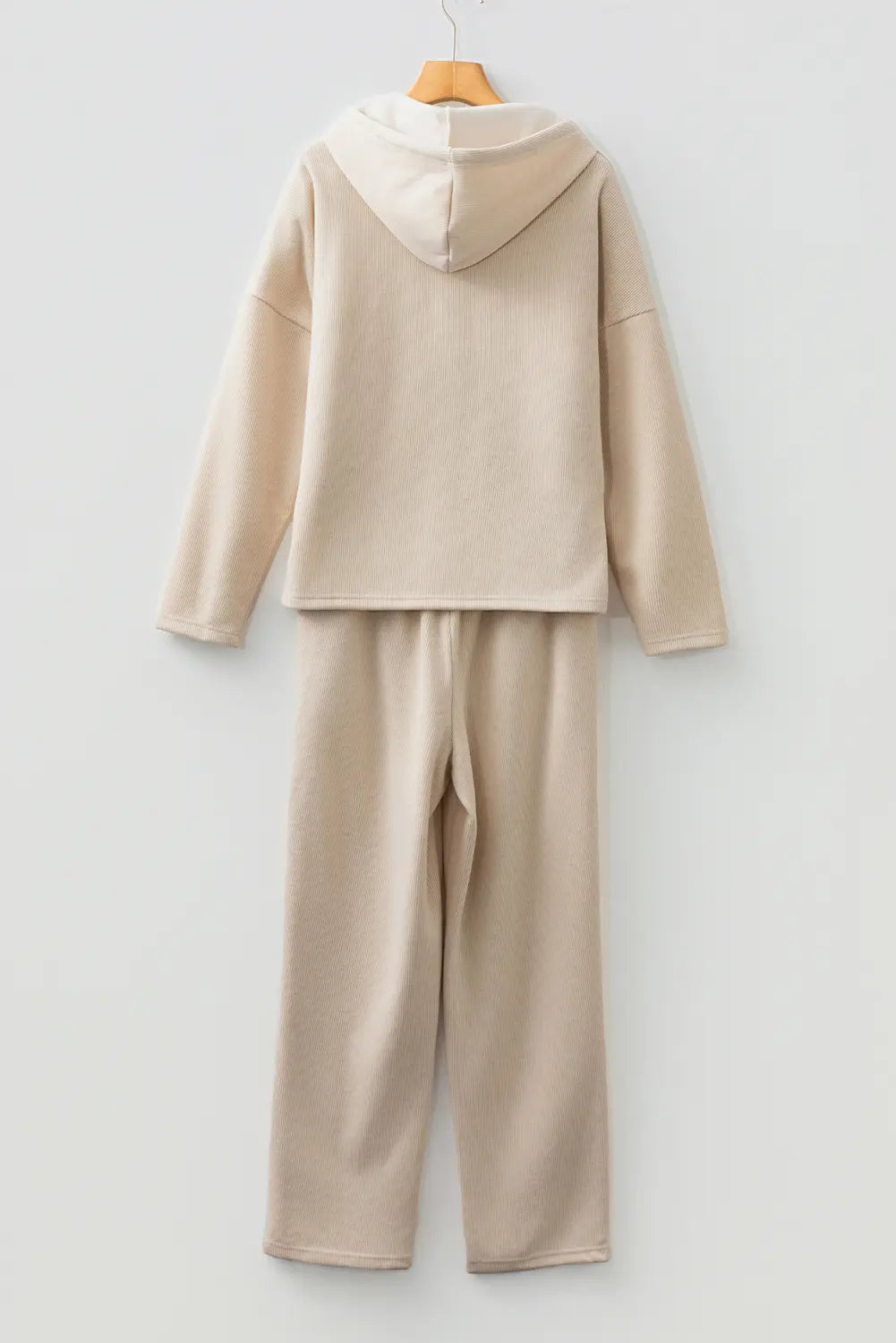 Pullover Hoodie and High Waist Bottoms Soft Cord Co-ord Set