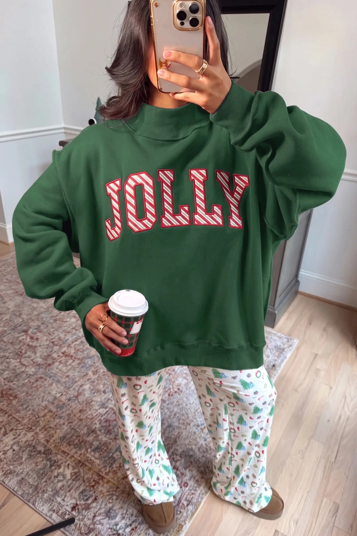 Tunic Pullover Sweatshirt MERRY Embroidered High Neck Oversized