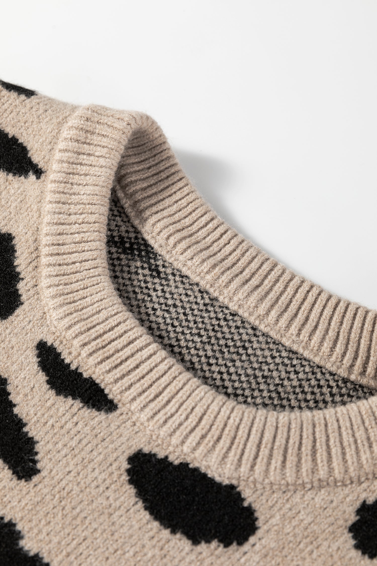 Leopard Striped Detail Drop Shoulder Sweater - eAura