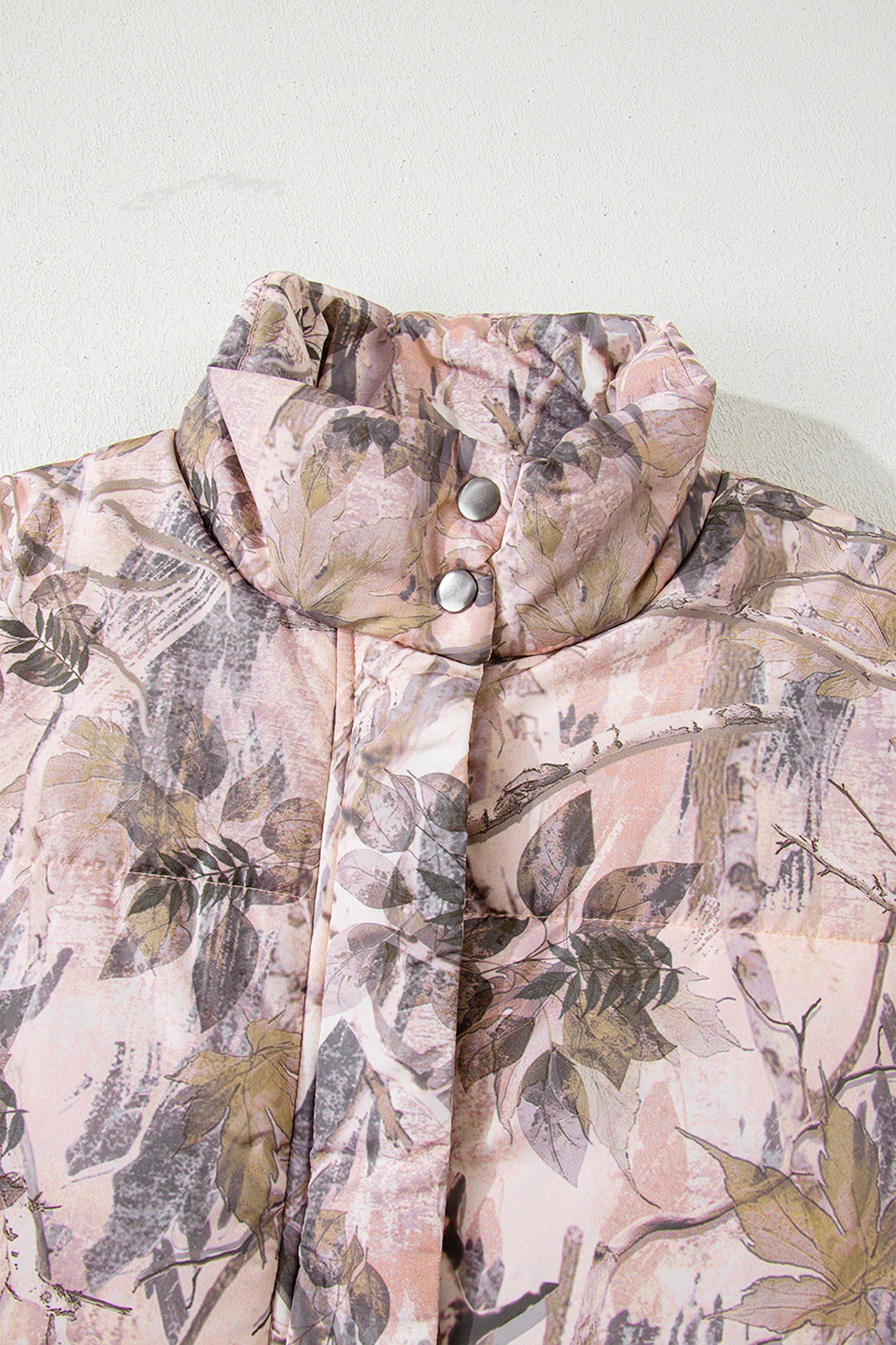 Camo Leaf Print Winter Puffer Vest - Outerwear/Vests