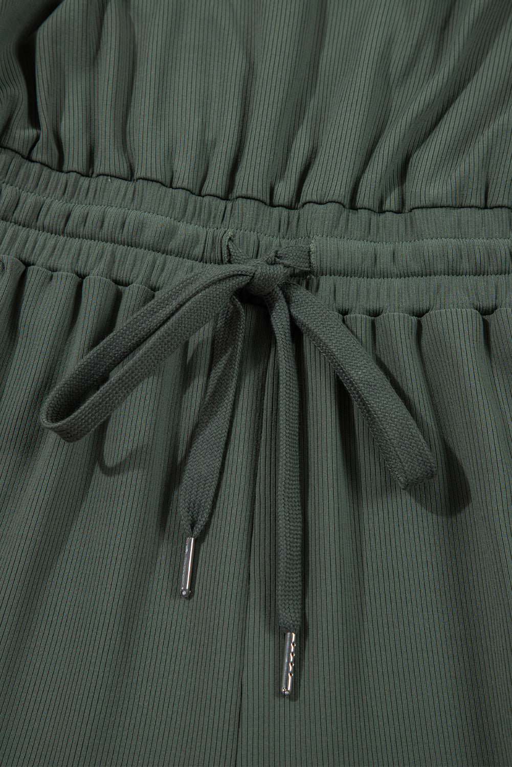 Vineyard Green Buttoned Drawstring Waist Sleeveless Wide Leg Jumpsuit eAura