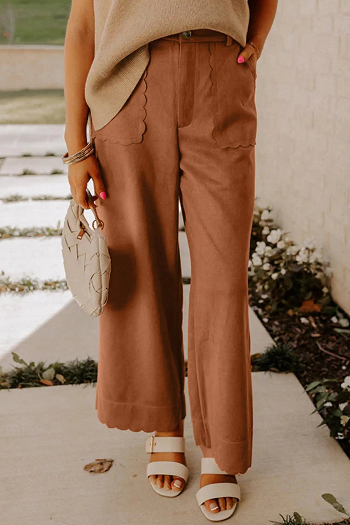 Scalloped Edge Pocket Full-Length Pant – Thai Curry