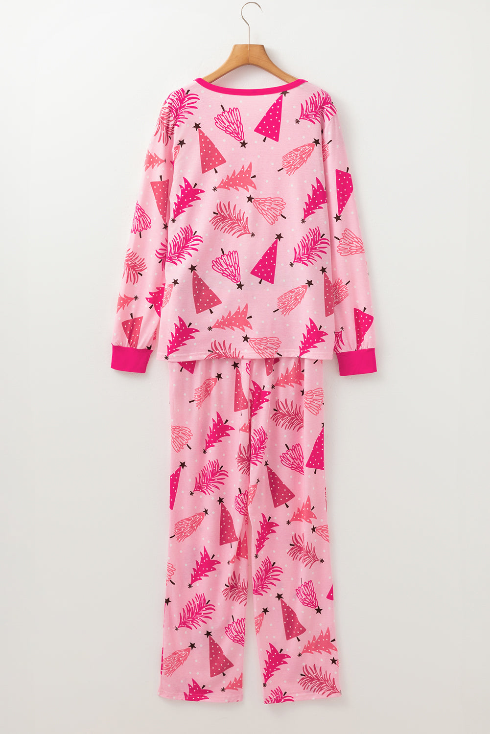 Pink Christmas Tree Print Long-Sleeve Pyjama Set eAura