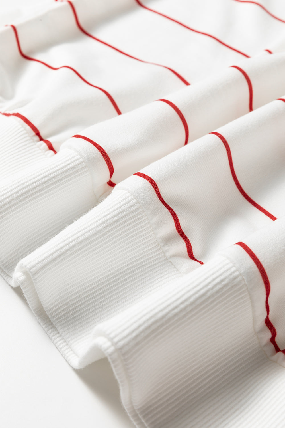 Zip V-Neck Stripe Print Drop Shoulder Long Sleeve Top - eAura