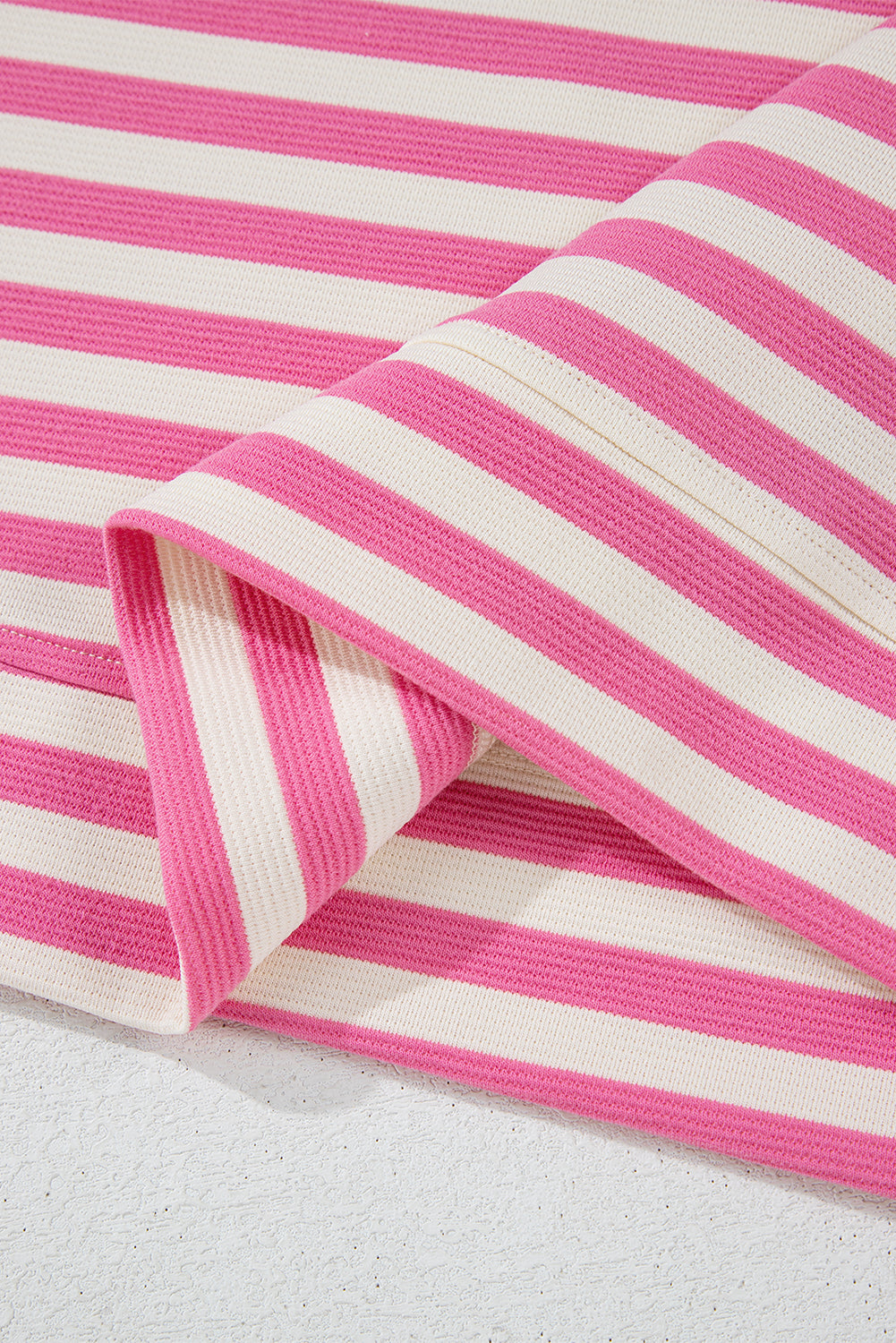 Rose Stripe Crew Neck T Shirt and Drawstring Shorts Set eAura