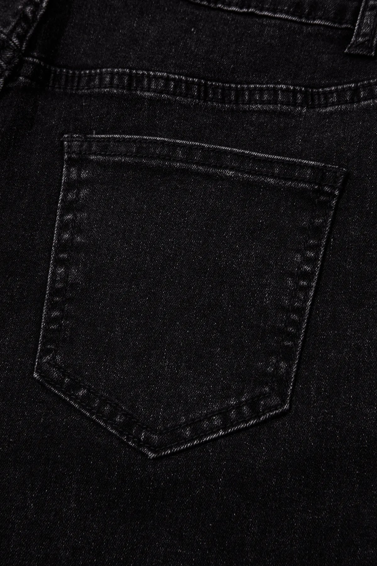 Studded Detail Straight Leg Casual Loose Jeans – Black