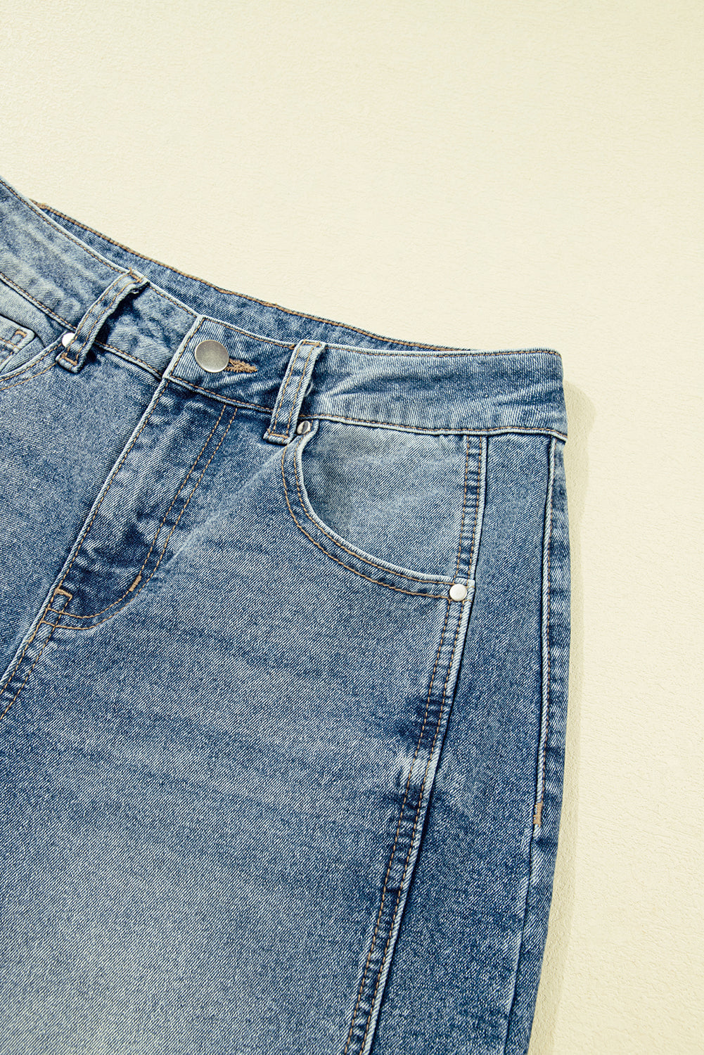 Washed Seam Detail Shift Jeans - eAura