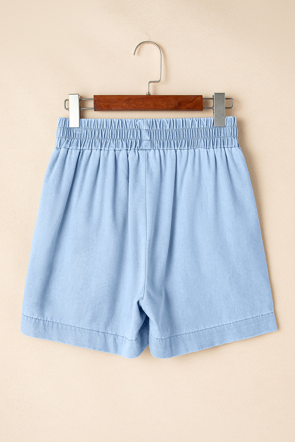 Beau Blue Light Wash Pocketed Wide Leg Denim Shorts eAura