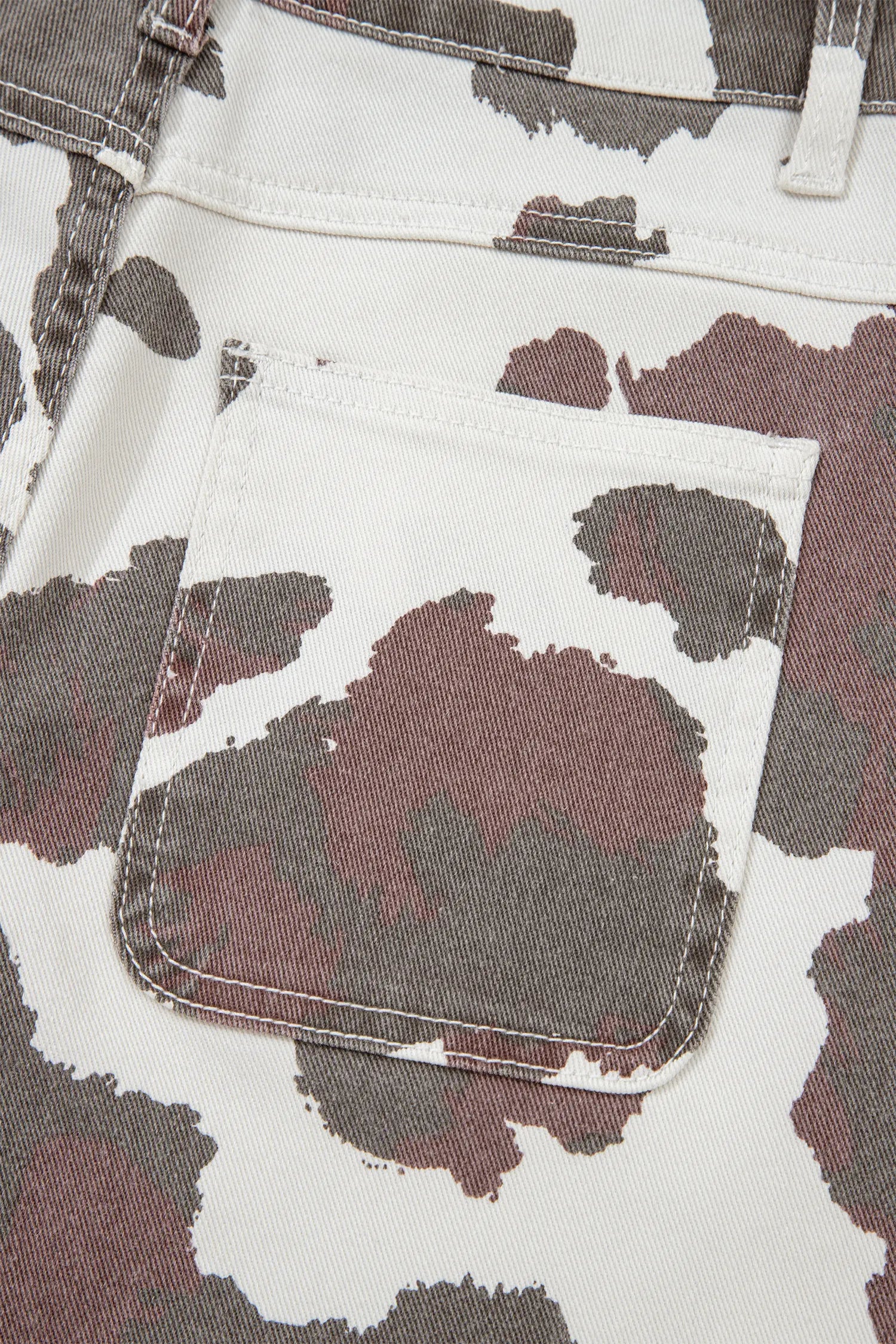 Brown Cow Spots Printed Multi Pocketed Jeans