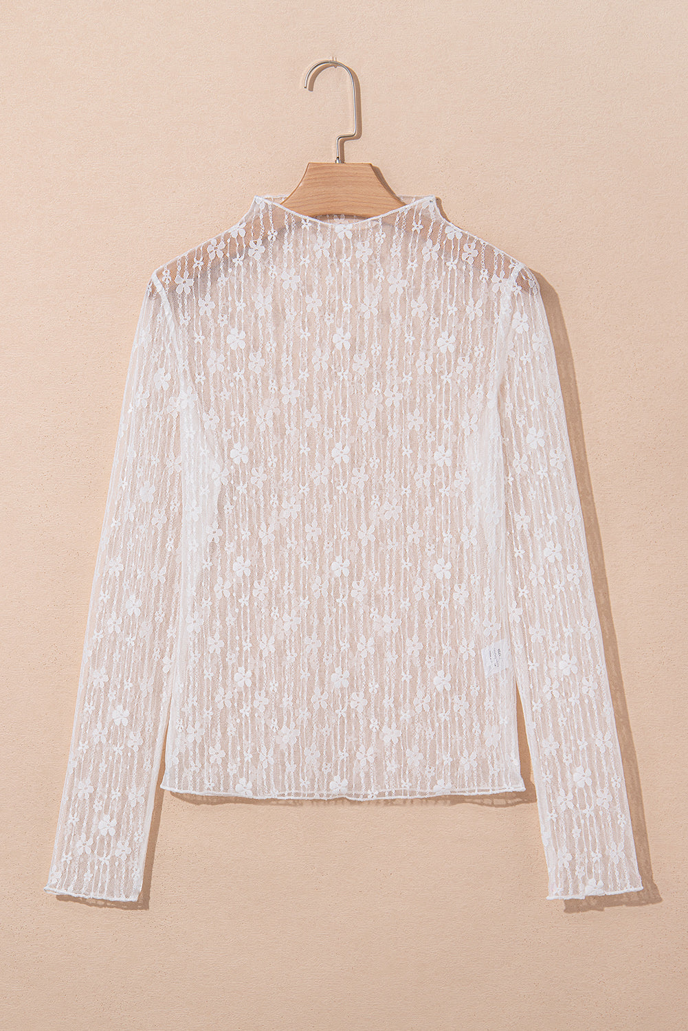 Sheer Floral Lace Long Sleeve Slim Fit Top eAura
