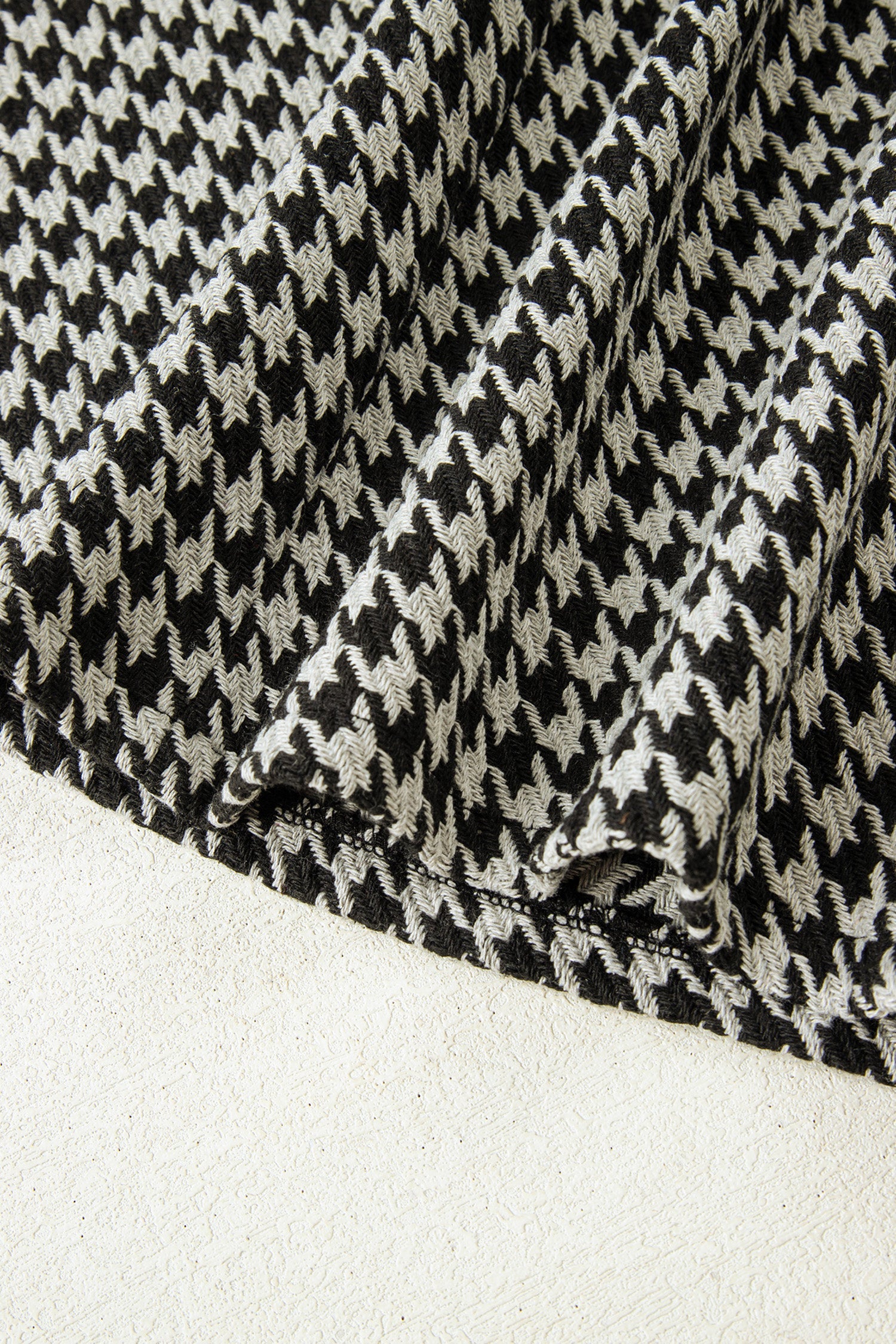 Houndstooth Print V-Neck Sleeveless Mini Dress - Dresses/Mini Dresses