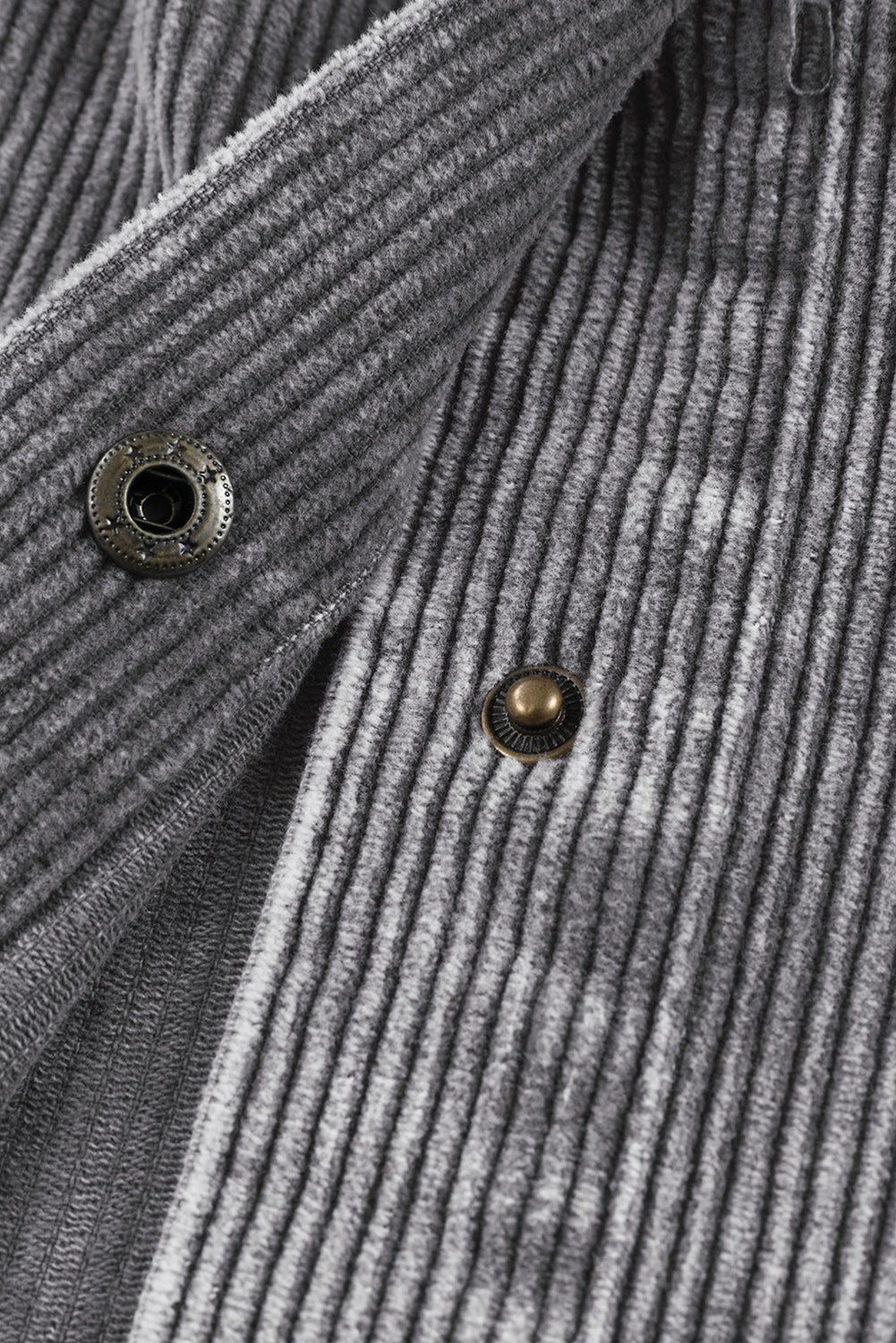 Gray Color Block Button Down Hooded Corduroy Jacket – Gray-2