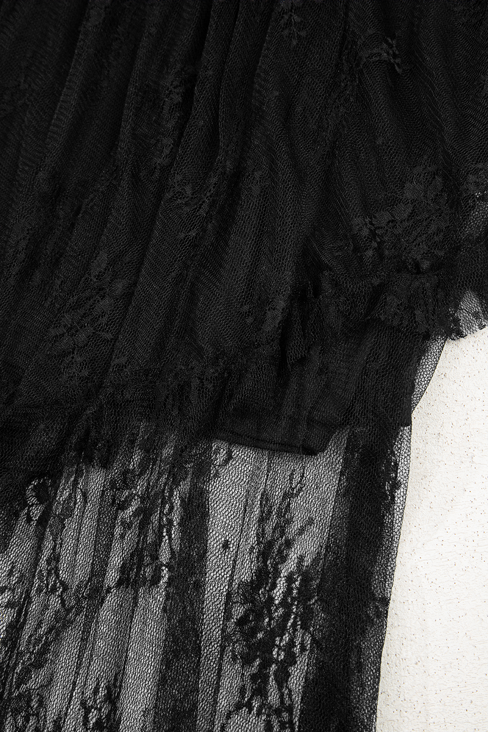 Black Lace Cascading Tiered High Waist Maxi Skirt - eAura