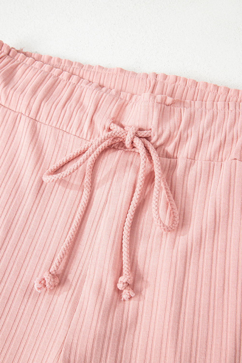 Pink Ribbed Button V Neck Tank Top and Shorts Co-ord Set eAura