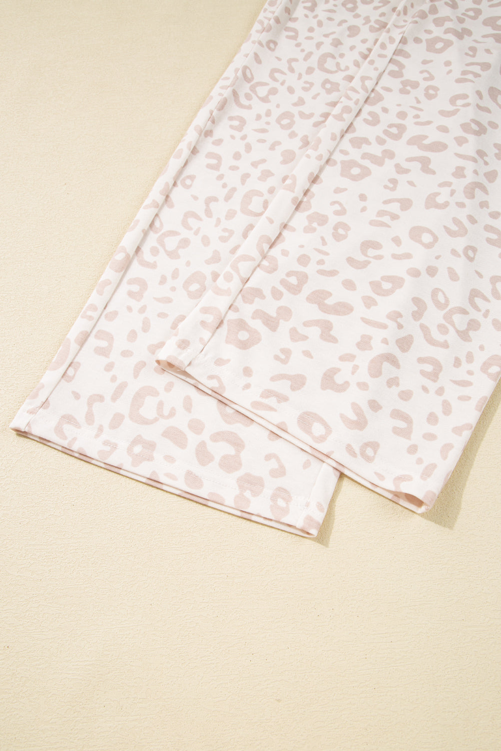 Beige Cheetah V Neck Tee and Trousers Pyjamas eAura