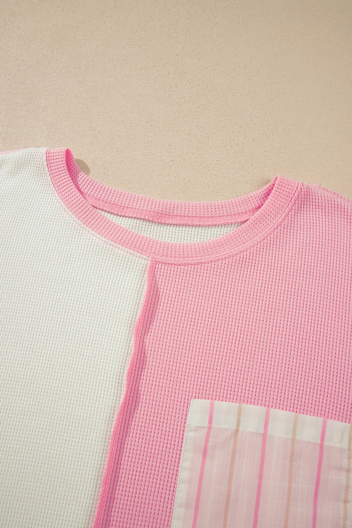 Colourblock Plaid Panel Long Sleeve Plus Size Blouse – Pink