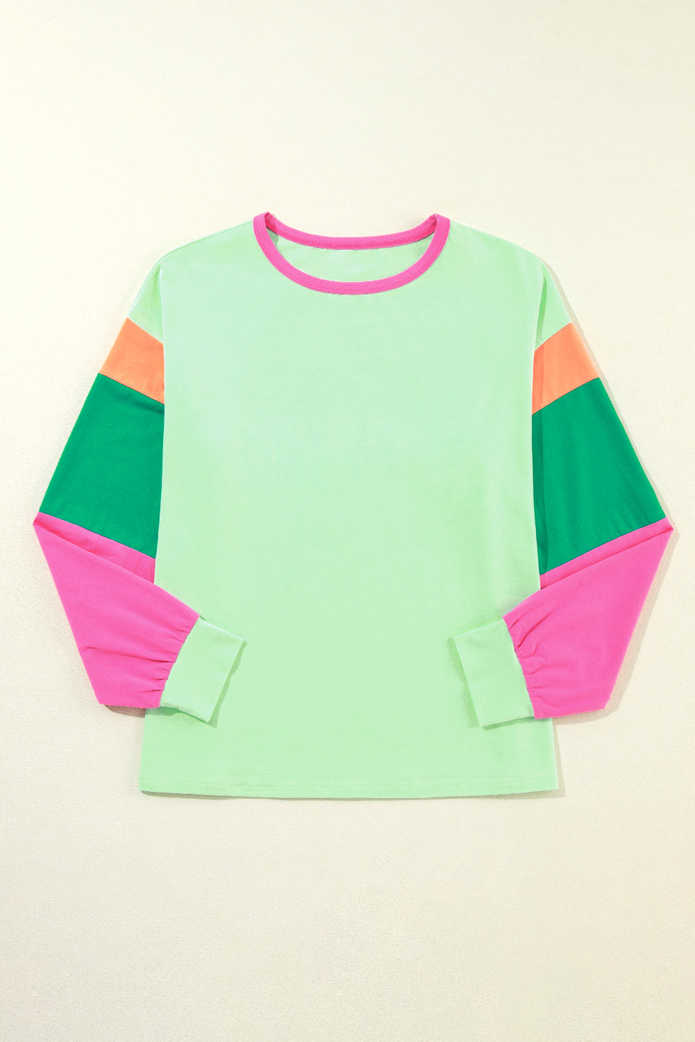 Dark Blue Colourblock Patchwork Long Sleeve Loose Top eAura